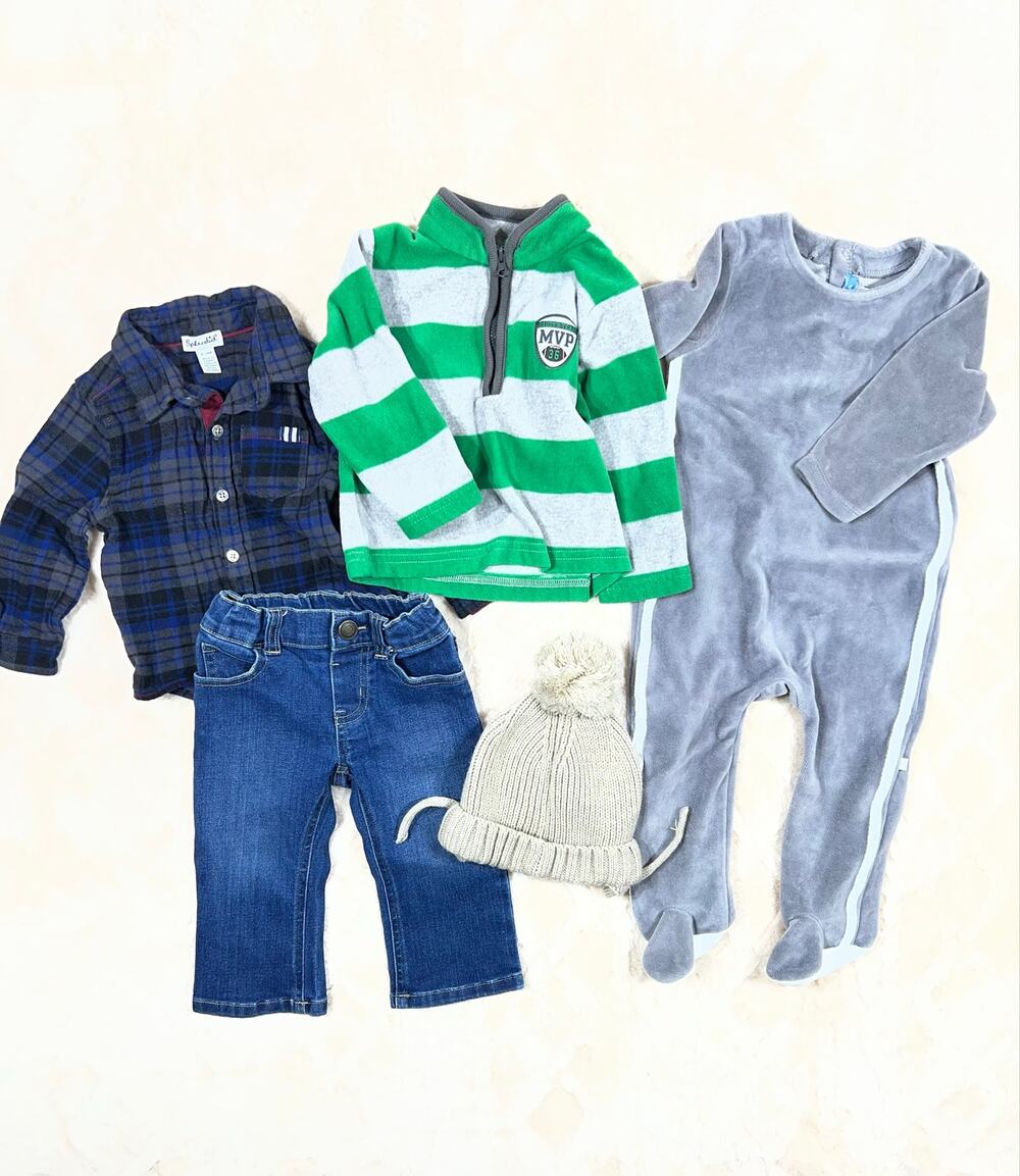 Boys 12M 5Pc Outfit Bundle Zara Splendid Carter’s Jeans Fleece Hat EUC